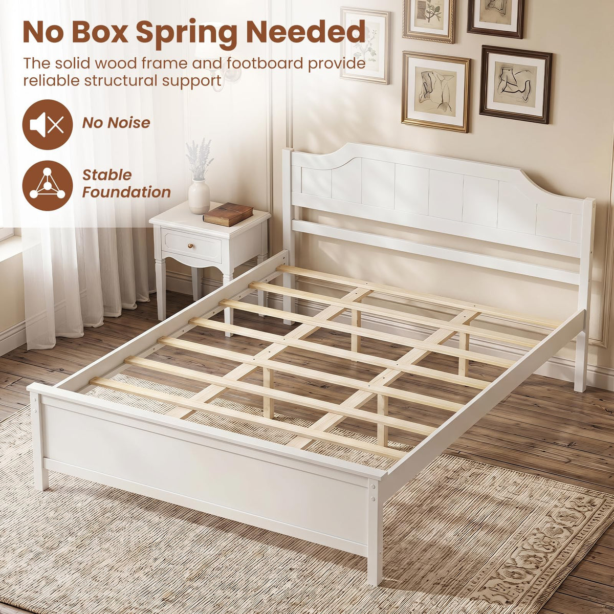 Goflame Queen/Twin/King/Full Size Wooden Bed Frame with Headboard