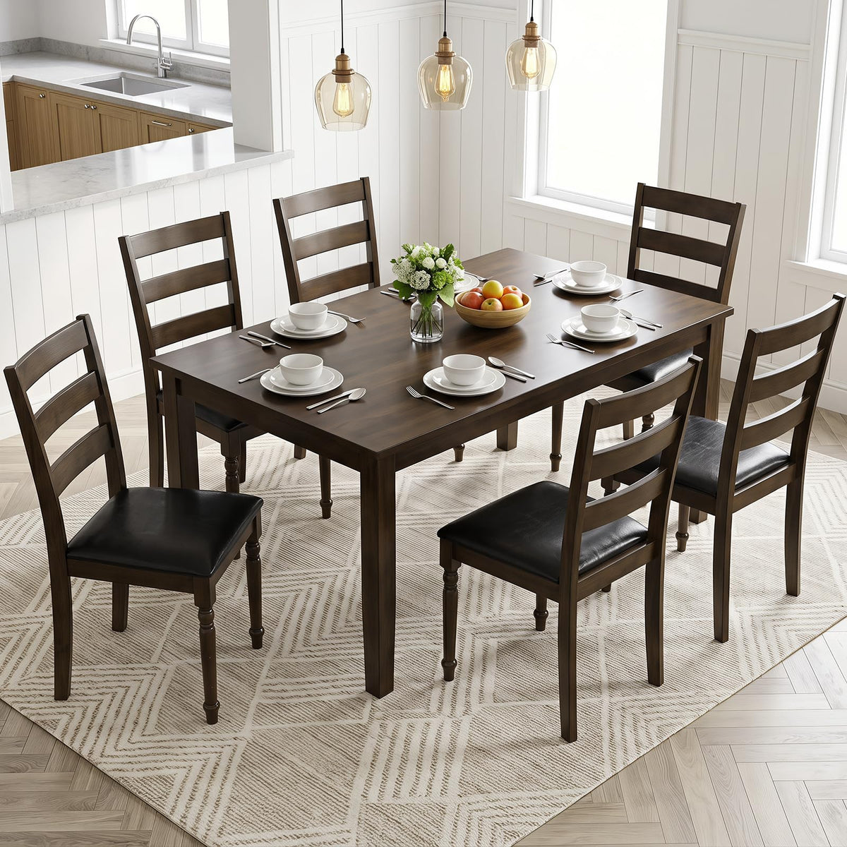 Goflame Wood Dining Chairs Set w/Soft Padded Seat & Ergonomic Backrest