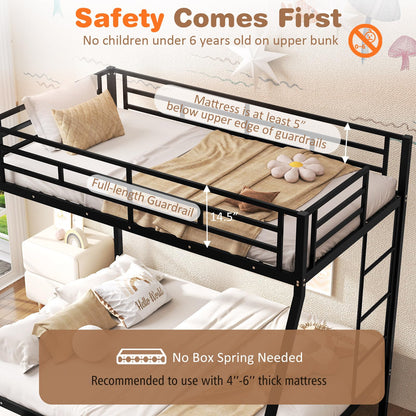 Goflame Metal Bunk Beds Twin Over Full Size