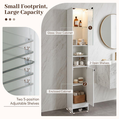 Goflame Tall Narrow Bathroom Cabinet with Lights & Remote Control (1/2)
