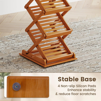 Goflame Foldable Bamboo Magazine Rack with 2 Adjustable Positions