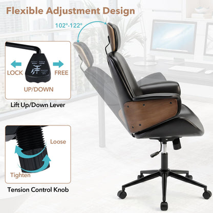 Goflame Ergonomic High Back Faux Leather Executive Chair with Headrest