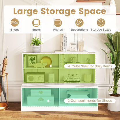 Goflame Storage Bench with Shelf 3-Tier Entryway Storage Cabinet w/Seat
