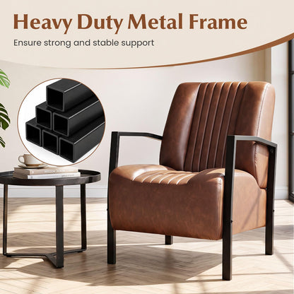 Goflame PU Leather Upholstered Armchair with Padded Seat & Back (1/2)