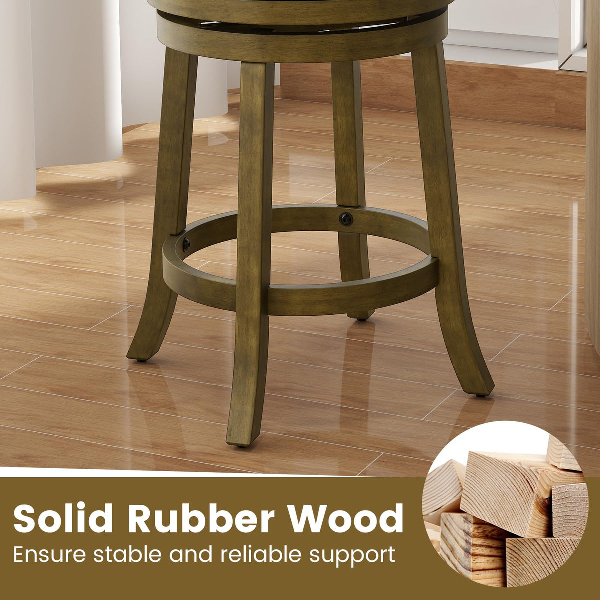 Goflame Wood Swivel Bar Stools Set of 2/4 with Backrests and Wood Frame