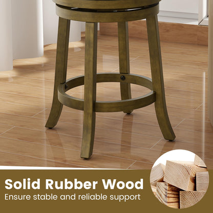 Goflame Wood Swivel Bar Stools Set of 2/4 with Backrests and Wood Frame
