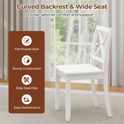 Goflame Wood Dining Chairs, Armless Kitchen Chairs w/Rubber Wood Legs & Curved Backrest