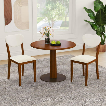 Goflame Sherpa Dining Chairs Set of 4 Modern Kitchen Chair w/Rubber Wood Legs