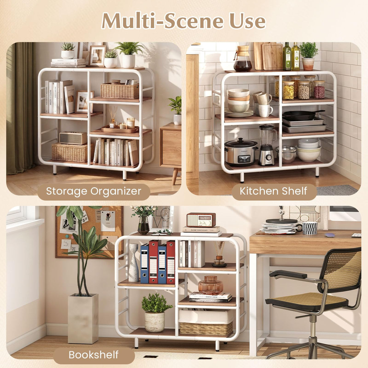 Goflame 5-Tier Industrial Bookcas Book Shelf Storage Organizer with Metal Frame