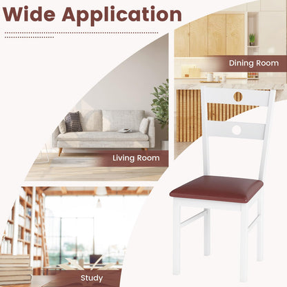 Goflame PU Leather Upholstered Kitchen Chairs w/Hollowed Backrest & Padded Seat