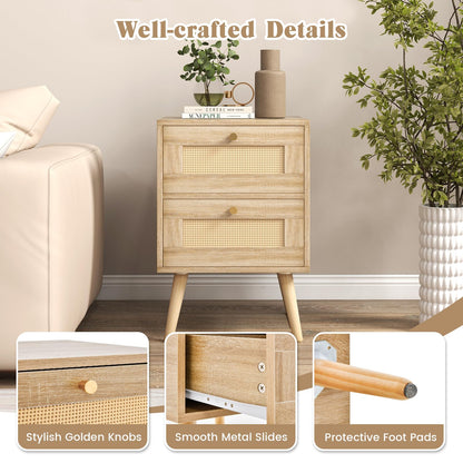 Goflame Rattan Nightstand Set of 2