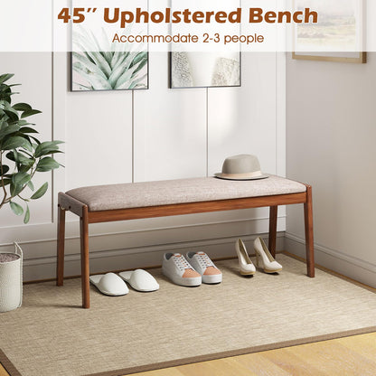 Goflame 45" Upholstered Entryway Bench with Rubber Wood Legs and Fabric Padded Seat