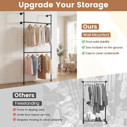 Goflame Industrial Pipe Clothing Rack for Wardrobe Closet