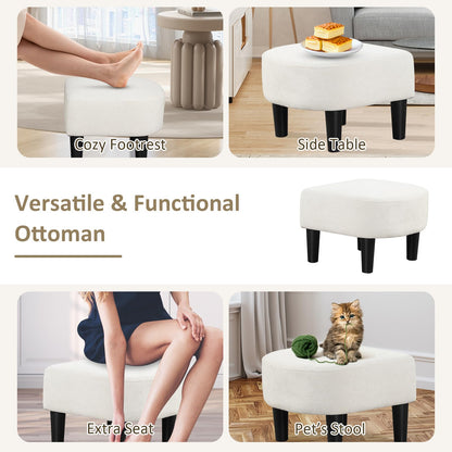 Goflame Modern Accent Chair with Ottoman, Upholstered Teddy Velvet Barrel Club Chair w/Footrest