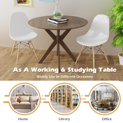 Goflame 36 Inch Round Wood Dining Table with Intersecting Pedestal Base