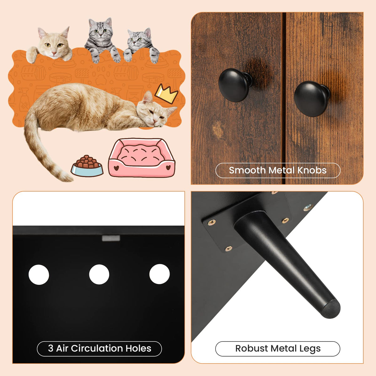 Goflame Cat Litter Box Enclosure, Hidden Cat Washroom Furniture