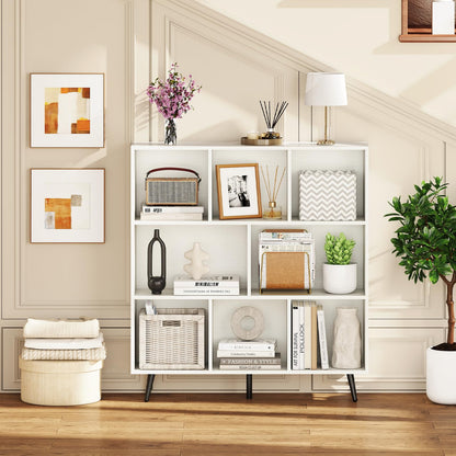 Goflame 3 Tier Modern Bookshelf with 5 Metal Legs for Living Room