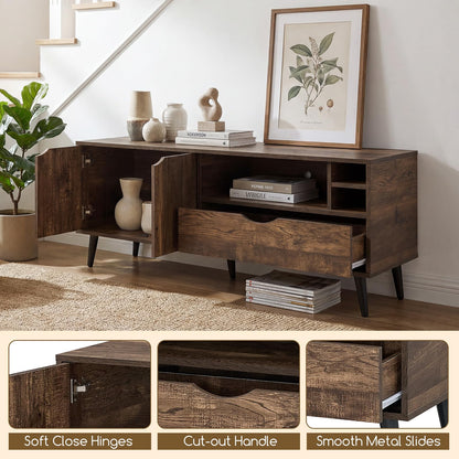 Goflame TV Stand for TVs up to 65 Inches Rustic Entertainment Center