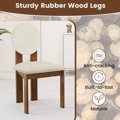 Goflame Sherpa Dining Chairs Set of 2/4 Mid Century Modern Kitchen Chairs w/Rubber Wood Legs