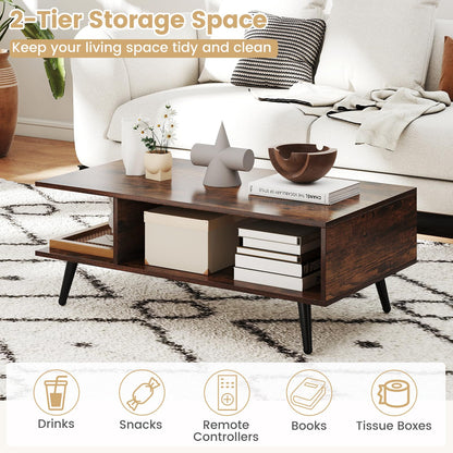 Goflame Coffee Table with Storage for Living Room