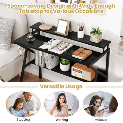 Goflame Space Saving Computer Desk with Monitor Stand and Extra Storage Shelf for Work Study