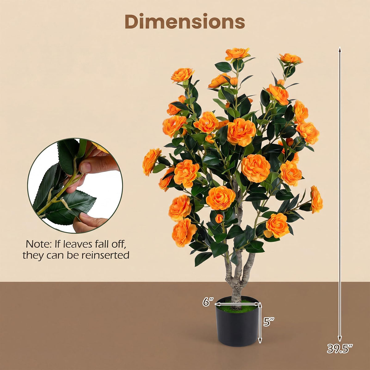 GOFLAME 39.5" Artificial Camellia Trees with Planter for Outdoor(1/2)