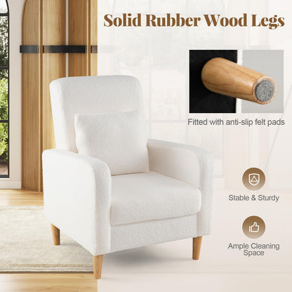 Goflame Modern Accent Chair with Lumbar Pillow Teddy Fleece Cover