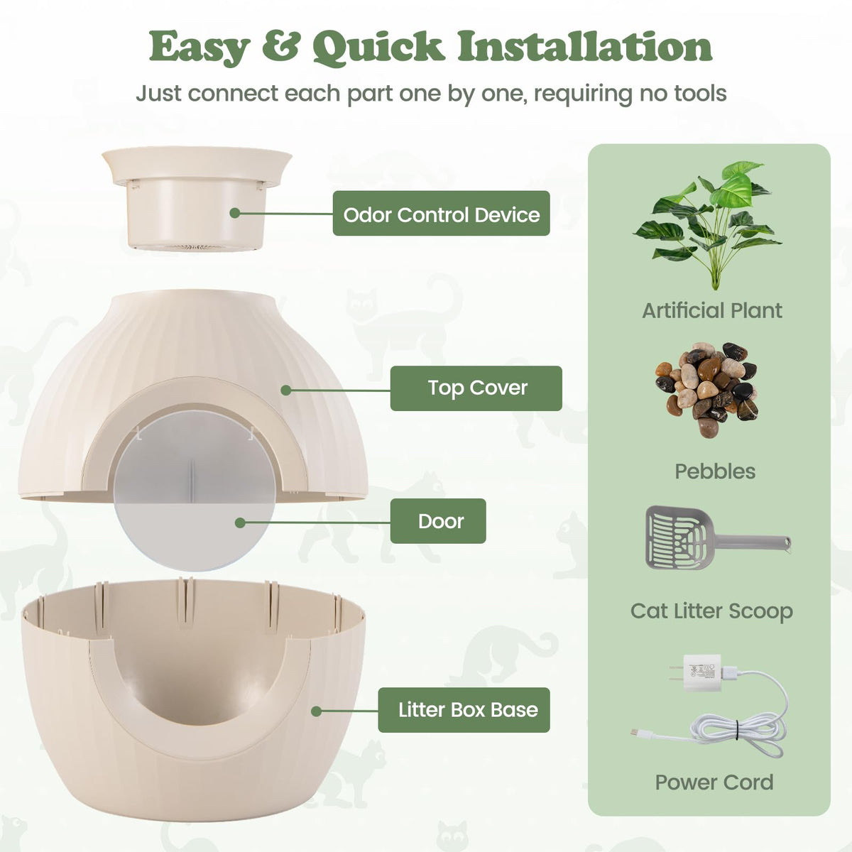 Goflame Cat Litter Box Plant - Hidden Litter Box Furniture with Lights