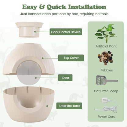 Goflame Cat Litter Box Plant - Hidden Litter Box Furniture with Lights