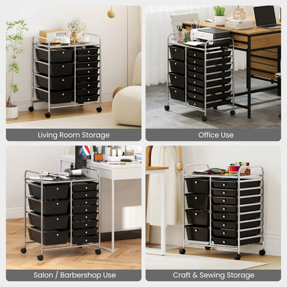Goflame 12 Drawer Rolling Cart with Drawers Storage Organizer Cart