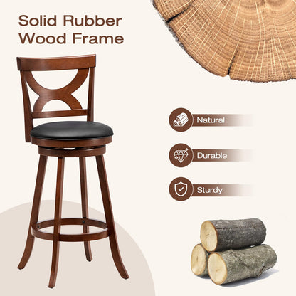 Goflame Bar Stools Set of 2, 30.5" Counter Height Bar Dining Chairs with Back & Footrest, Rubber Wood Frame