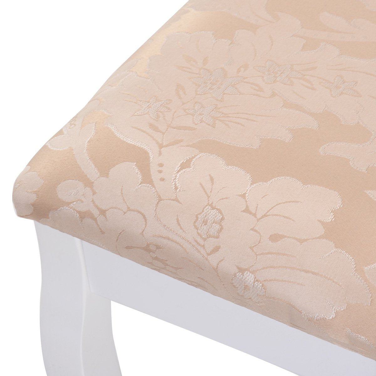 Vanity Table Set with Oval Mirror and Soft Cushioned Stool, Sturdy Wood Dressing Table with Drawers Storage Shelf