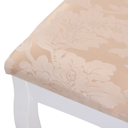Vanity Table Set with Oval Mirror and Soft Cushioned Stool, Sturdy Wood Dressing Table with Drawers Storage Shelf