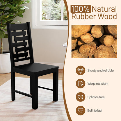 Goflame Wooden Dining Chairs Set 100% Solid Rubber Wood Kitchen Chair with High & Tilted Backrest