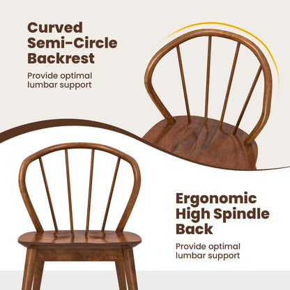 Goflame Wooden Dining Chairs Set of 2/4, Windsor Kitchen Chairs w/High Spindle Back & Rubber Wood Legs