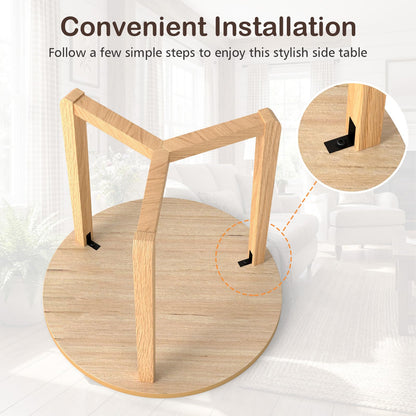 Goflame Round Side Table Set of 1/2 Compact Accent Bedside Night Stand for Living Room Bedroom