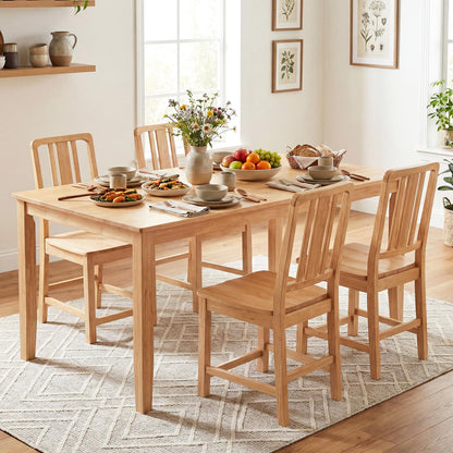 Goflame Rubber Wood Kitchen Chairs with Hollowed Backrest