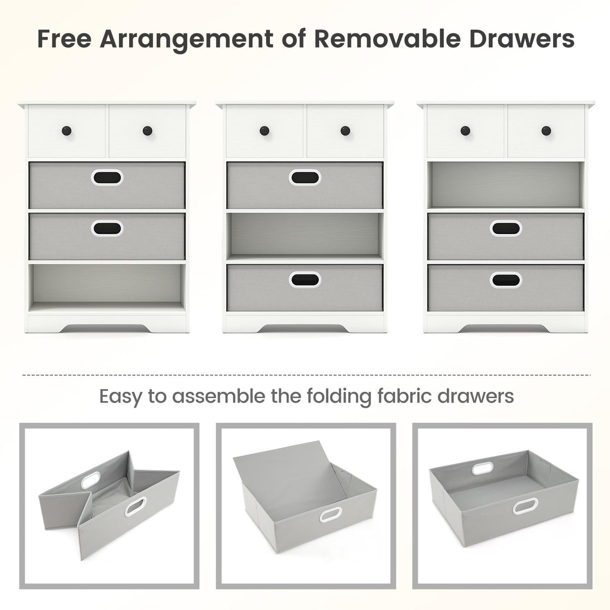 Goflame Nightstand with 4 Storage Drawers