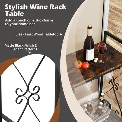 Goflame Wine Bar Table with 6 Glass Wine Glass Holder