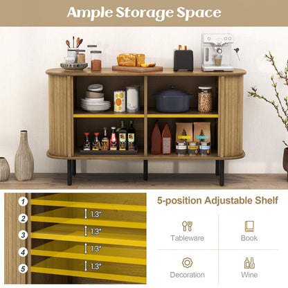 Goflame Kitchen Storage Cabinet, 47” Buffet Cabinet with Storage, Wooden Sideboard w/ 2 Sliding Tambour Doors