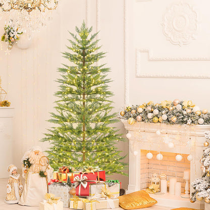 Goflame 6.5ft / 7.5ft Simulated Artificial Cypress Xmas Tree with Warm-White Fairy LED Lights