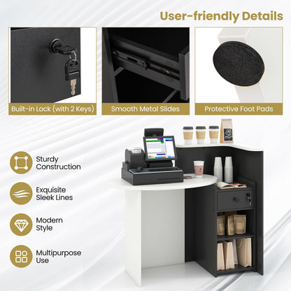 Goflame Front Counter Desk with Lockable Drawer