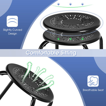 Goflame Round Metal Stool Set of 6-17.5" Height Stackable Stool with Anti-Slip Foot Pads
