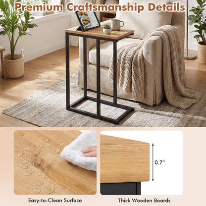 Goflame Small Sofa Couch Side Table That Slide Under with Metal Frame & Spacious Tabletop