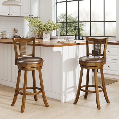 Goflame 30" Upholstered Leathaire Farmhouse Barstools for Kitchen Island Dining Room Pub