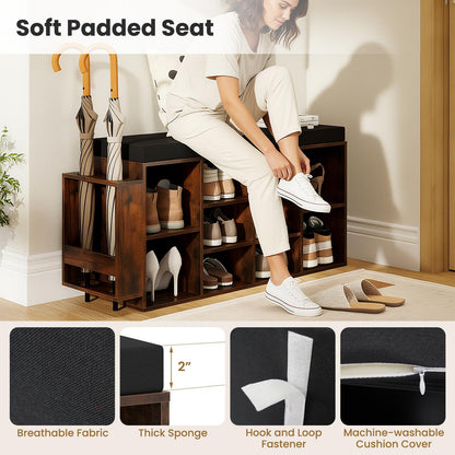 Goflame Shoe Storage Bench with Umbrella Stand