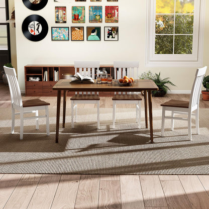 Goflame Wooden Dining Chairs Set of 2/4 with Hollowed Backrests & Rubber Wood Seats
