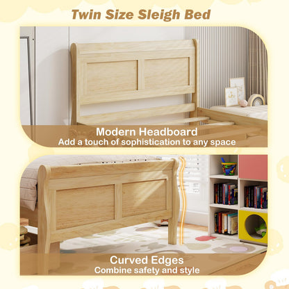 Goflame Twin/ Full/ Queen Bed with 2 Storage Drawers Wood Platform Bed with Headboard & Footboard