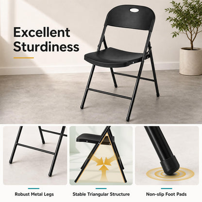 Goflame Plastic Folding Chair | Portable Stackable Commercial Seats with Ergonomic Backrest
