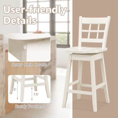 Goflame Bar Stools, Farmhouse Swivel Barstools with 6-Grid Hollow Back & Ergonomic Contoured Seat